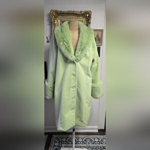 Wild Fable Light Green Faux Fur Trim Coat